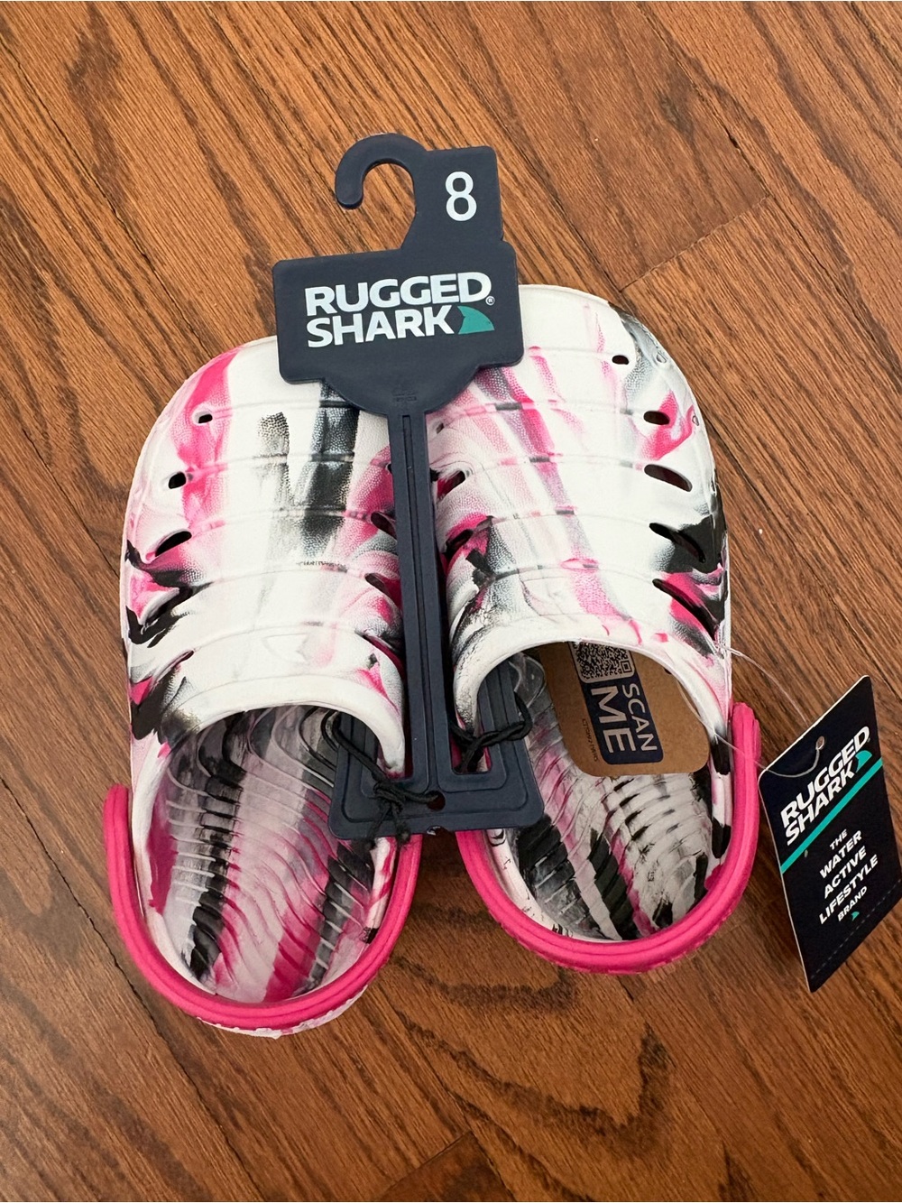 Rugged Shark Children’s Eva Clog Black/Pink Size 8 NWT